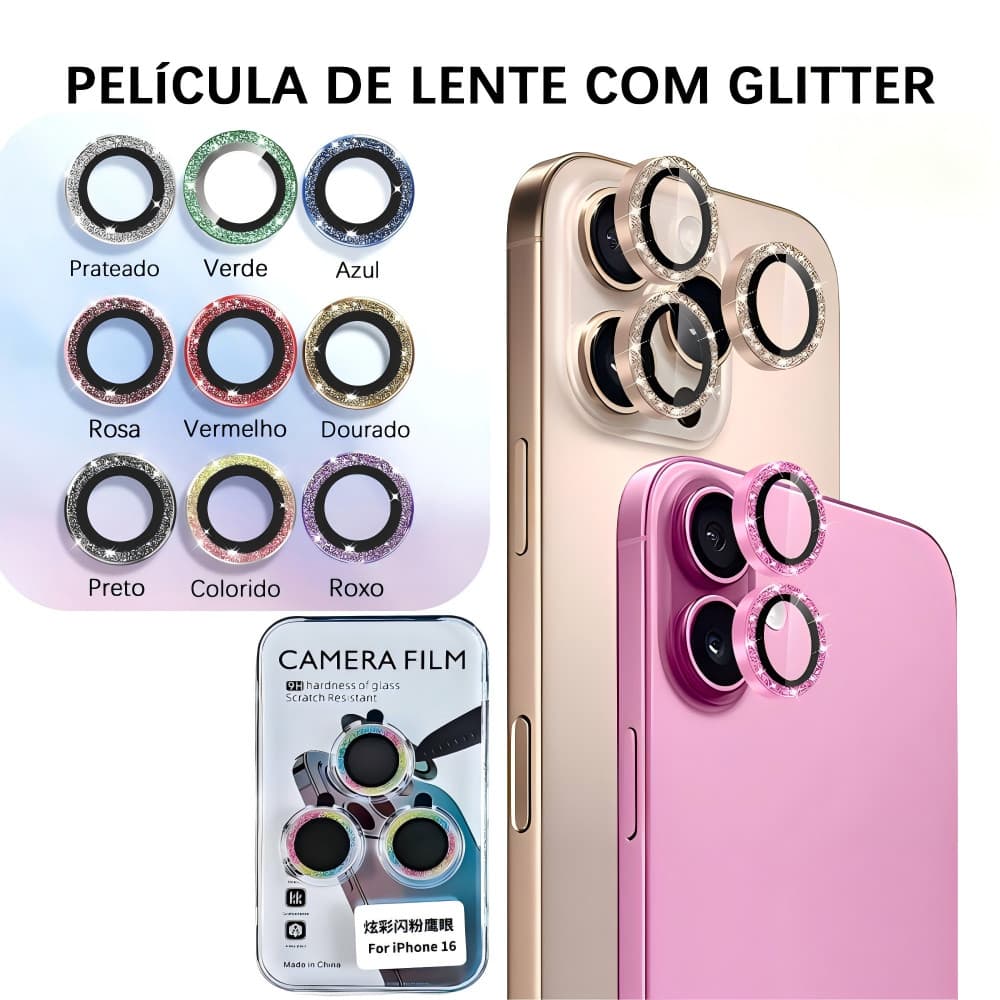 Filme De Lente De Diamante De Luxo Para iPhone 11 13 15 12 14 16 17 Pro Max 13 12 Mini Câmera Proteção Anel De Metal Pel