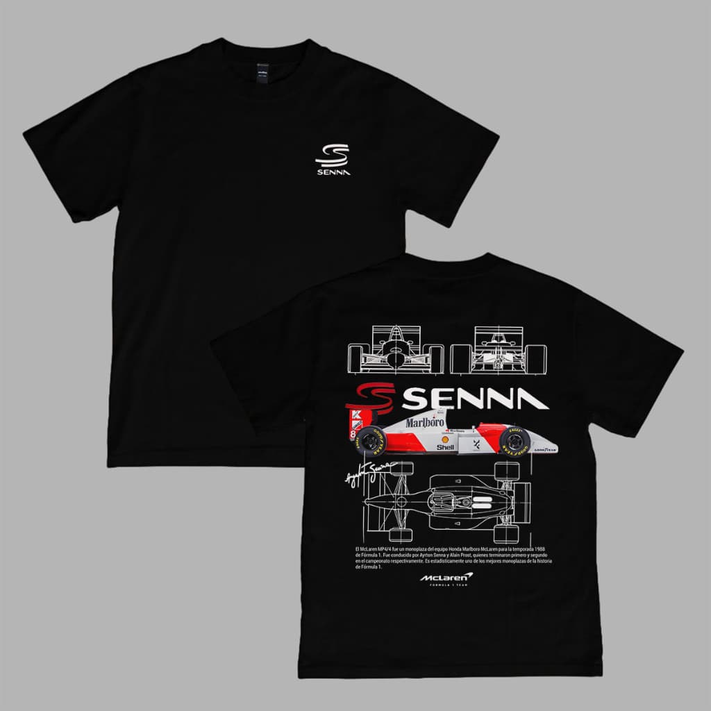 Camiseta Ayrton Senna Fórmula 1 McLaren | Estampa Carro de Corrida Retro