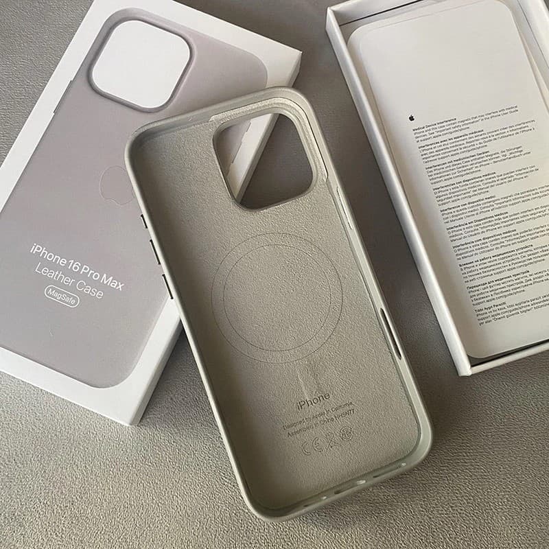 Capa de Couro Elegante para iPhone Pro Max 13/14/15/16/17 com Fixação Magnética