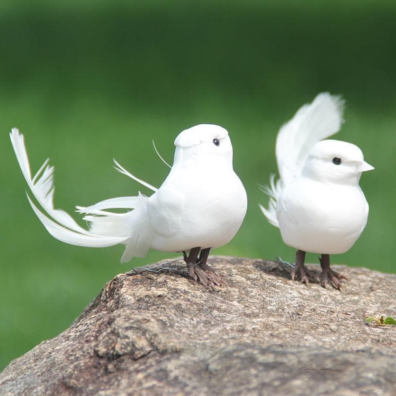 1 Peça De Pássaros Simulados Artificiais , Passarinho , Pássaro De Penas Brancas , Decoração De Pombo Branco COD NOFX
