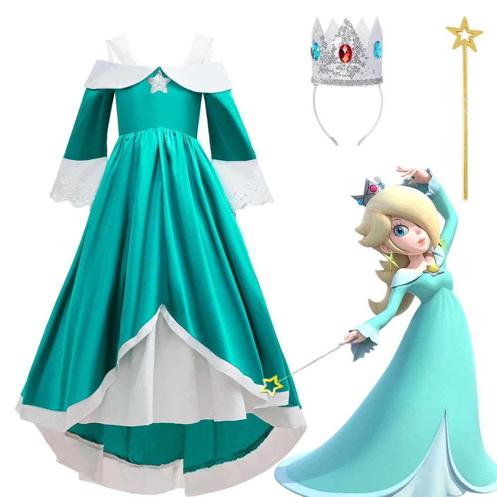 Rosalina Galáxia Vestido De Princesa Para Meninas Cosplay Traje De Halloween Crianças Palco Performance Roupas Carnaval