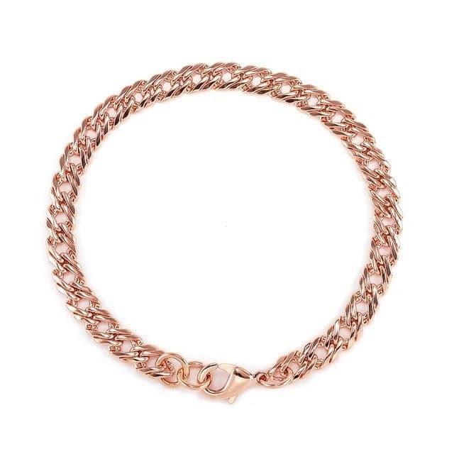 Pulseiras de Cobre Puro com Corrente Cubana para Homens e Mulheres, Fechos de Lagosta Ajustáveis, Punk, Anti-Risco