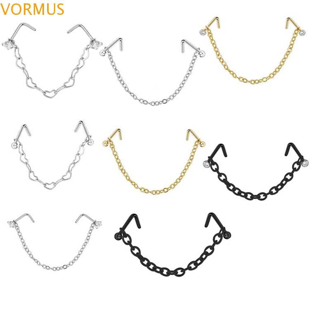 VORMUS Nariz Piercing Anel Feminino Punk Aço Inoxidável Strass Brincos Septo Anéis Parafuso Prisioneiro