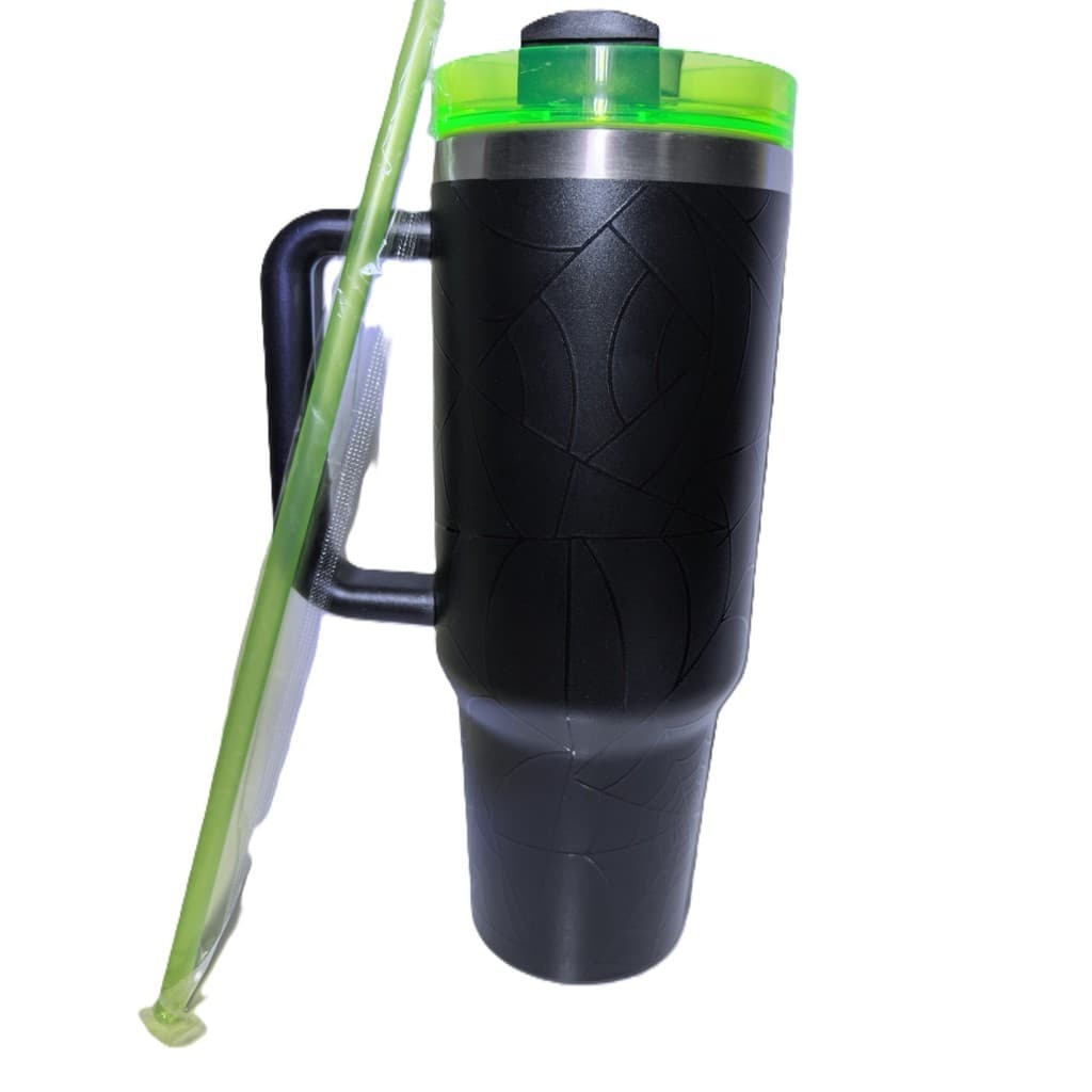 Copo Térmico Inox Com Alça Canudo 1200ml Caneca Garrafa Inox preto-promocao