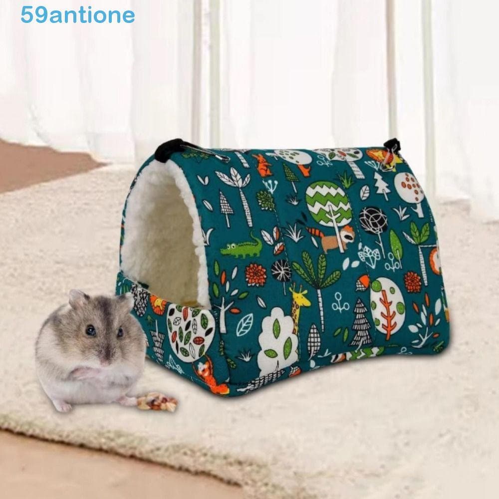 Casa De Hamster De Inverno ANTIONE , Ninho De Algodão Confortável Para Com Padrão Animal , Cama De Dormir Macia
