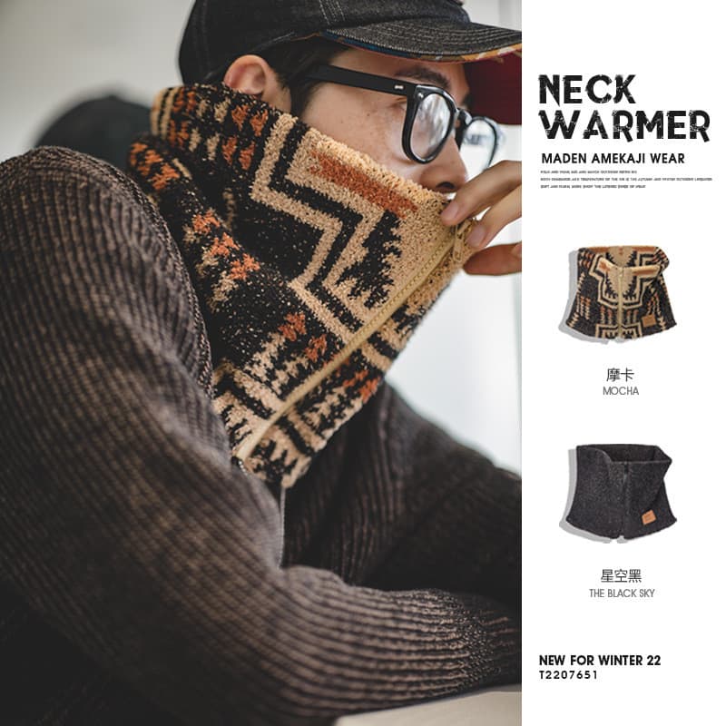 Ferramentas modernas Retro indiano masculino outono inverno meio lado velo cachecol quente ao ar livre zíper pescoço cap
