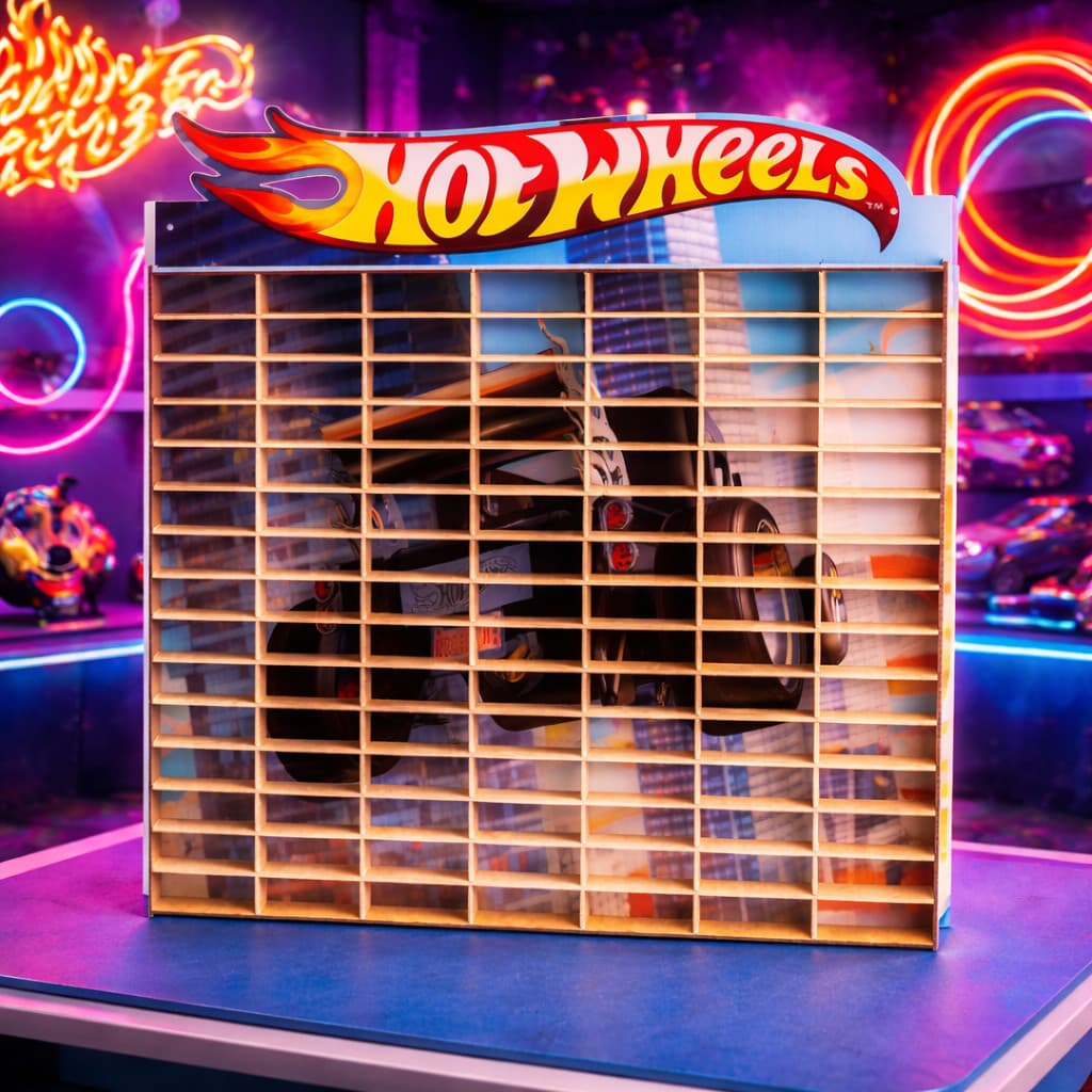 Porta Carrinhos Hot Wheels MDF com 105 Divisórias – Organizador Infantil e de Colecionador