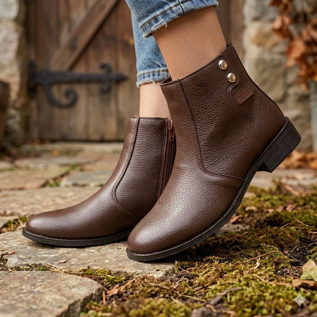 Bota Feminina Cano Curto Coturno Casual Conforto Detalhe Dourado Promoção Outono/Inverno