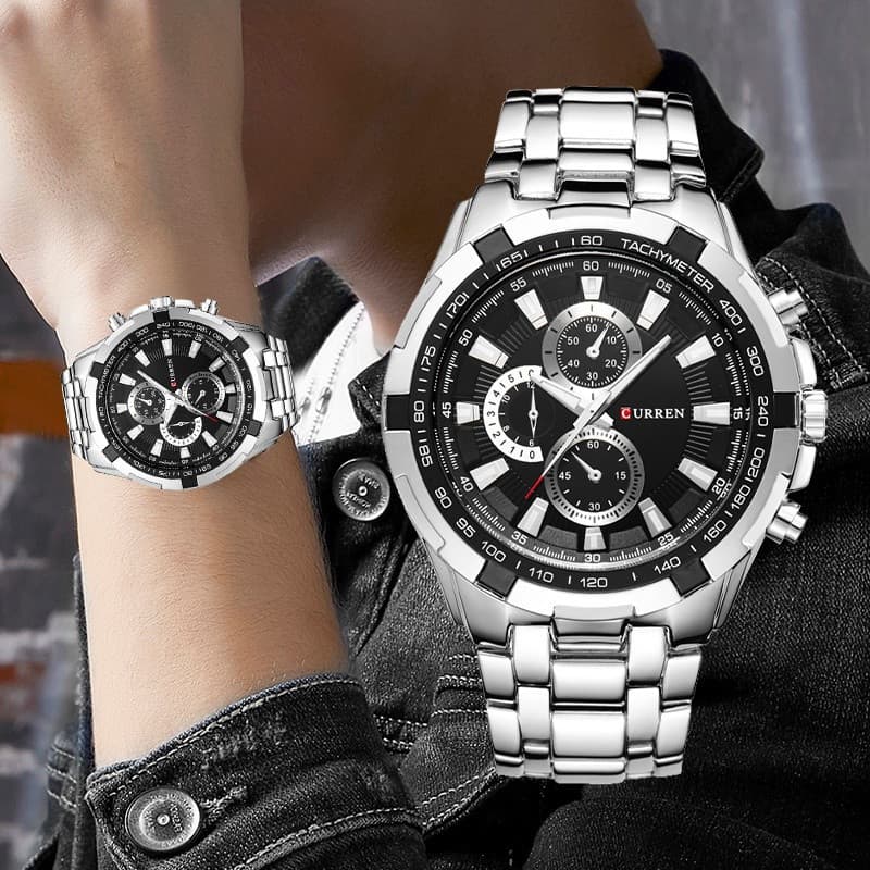 Relógio de Luxo Masculino CURREN, Simples, à Prova d'Água, em Aço Inoxidável, Relógio de Quartzo 8023 X