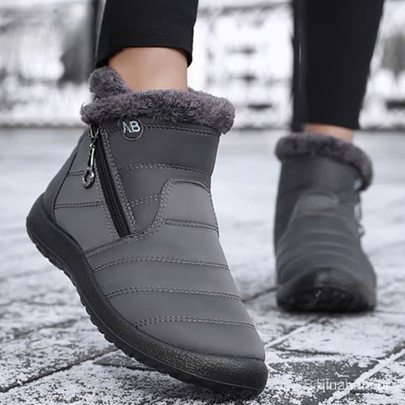 Botas de Neve Femininas Impermeáveis de Couro para o Inverno 2025, Leves, Antiderrapantes, Calçados Quentes de Algodão Y
