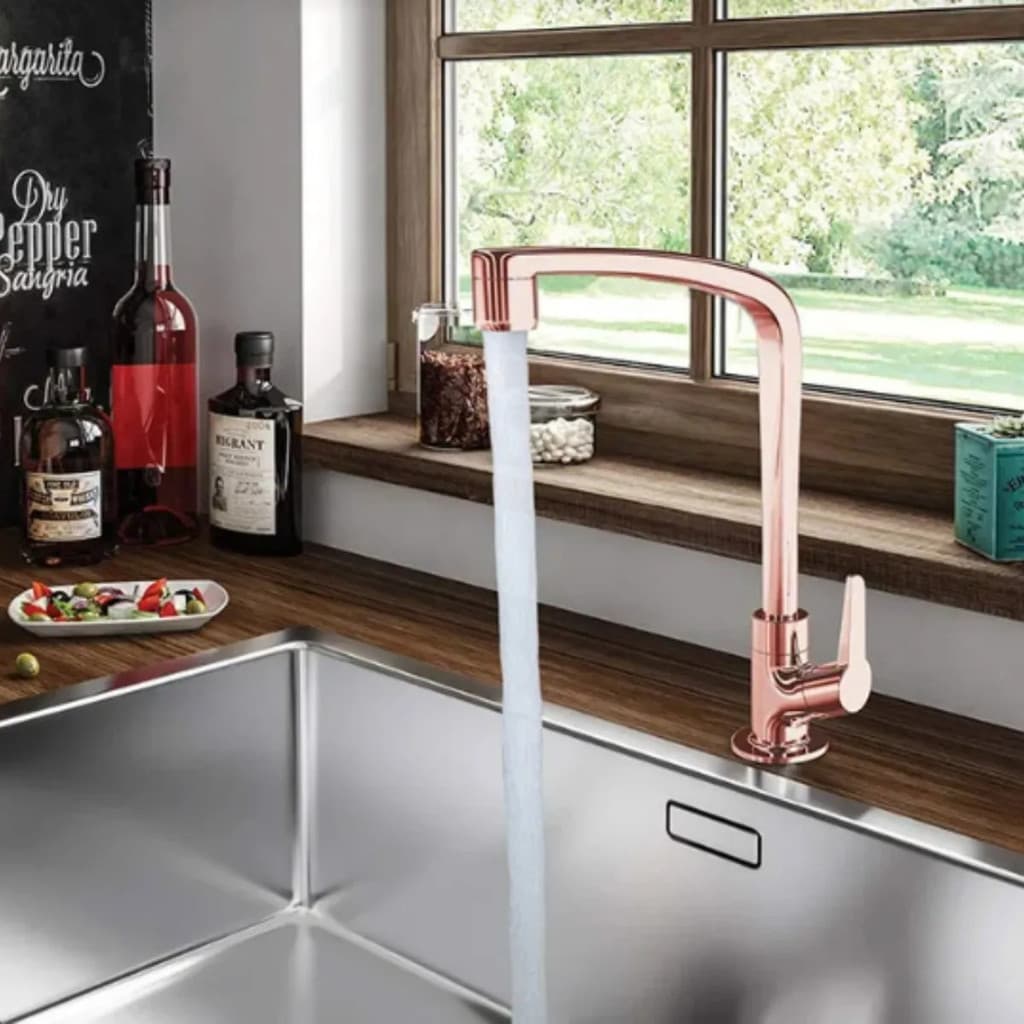Torneira Pia Cozinha Mesa Bica Móvel Flatt Rose Gold Lorenzetti 1/4 Volta ABS Premium