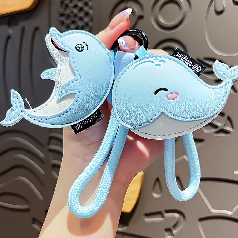 Criativo Couro Do Plutônio Golfinho Chaveiro Dos Desenhos Animados Tubarão Baleia Pingente Mochila Acessórios