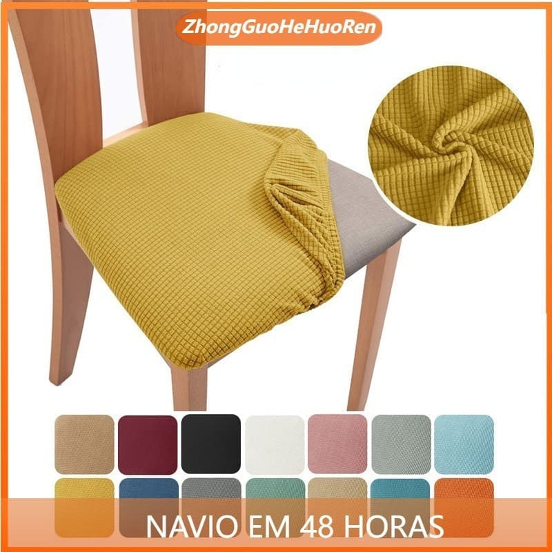 Tampa Da Cadeira Do Assento Com Botões Elásticos Jacquard Removível Antiderrapante Tampas De Jantar Protetor De Móveis D