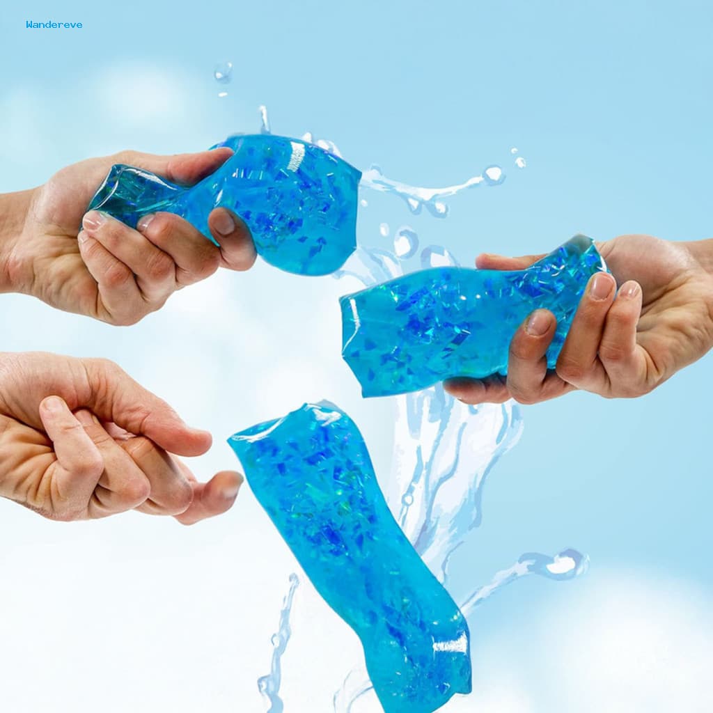 Stress Relief Slithery Strip Toy with Sequins – Clear Bar Squeeze Fidget for Office Work Decompression Prank Prop Fun