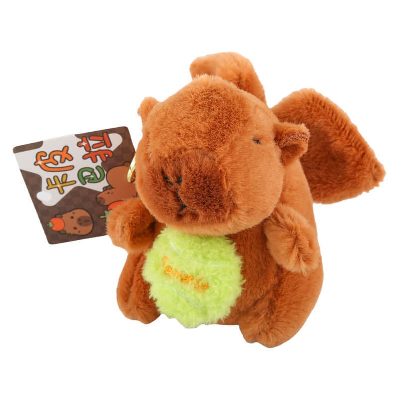Bonito pelúcia Kapibara puxar linha asas chaveiro capivara boneca chaveiro casal saco pingente necessidades diárias pres