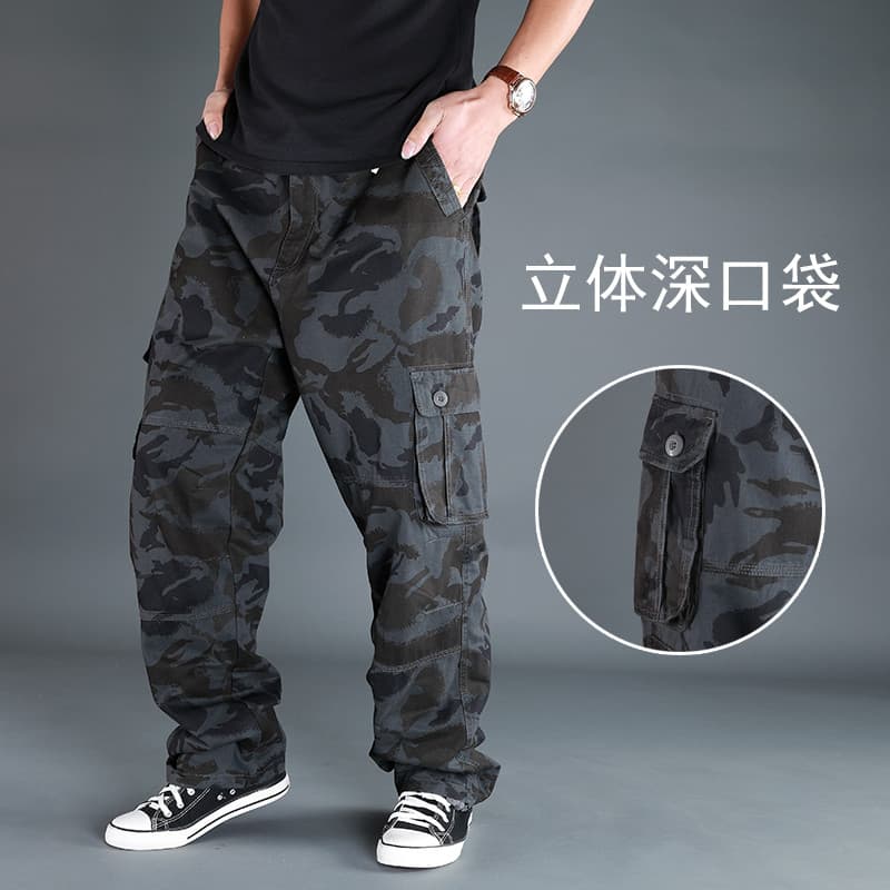 2024 outono inverno calças casuais masculinas soltas camuflagem macacão puro algodão tamanho grande macacão reto masculi