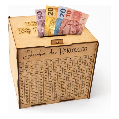 Caixa Desafio 100 Depositos Cofre Quadro Caixa Dinheiro