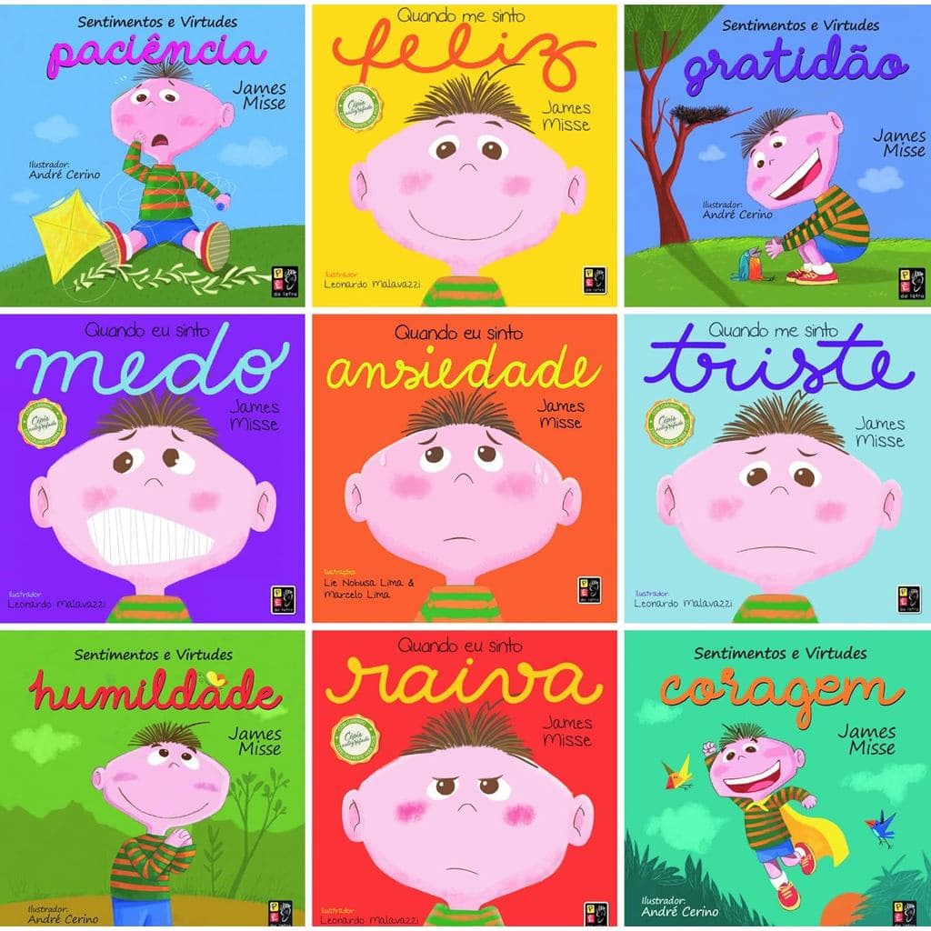 Coleção com 9 Livros sobre Sentimentos, Emoções e Virtudes