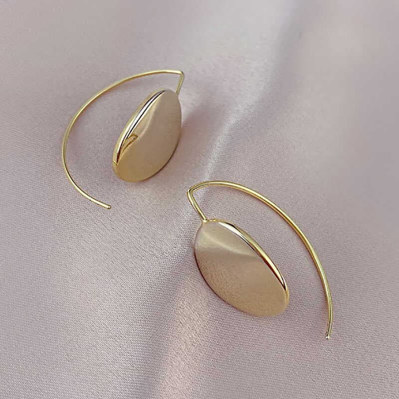 Brincos ovais geométricos femininos de Metal brilhante estilo legal gancho de orelha estilo simples brincos combinados
