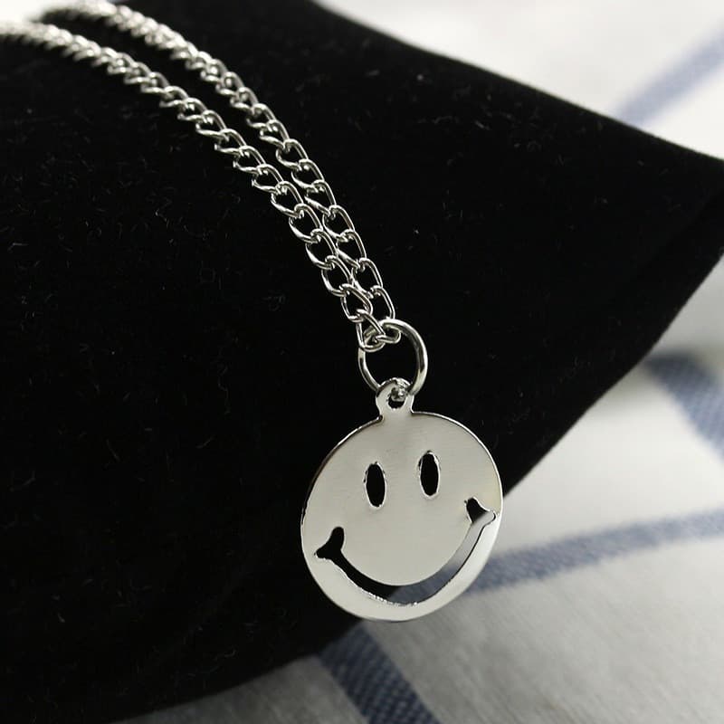 Bom Humor ~ Moda Simples Sorriso Expressão Colar casual Feminino Diário Casal Namorada