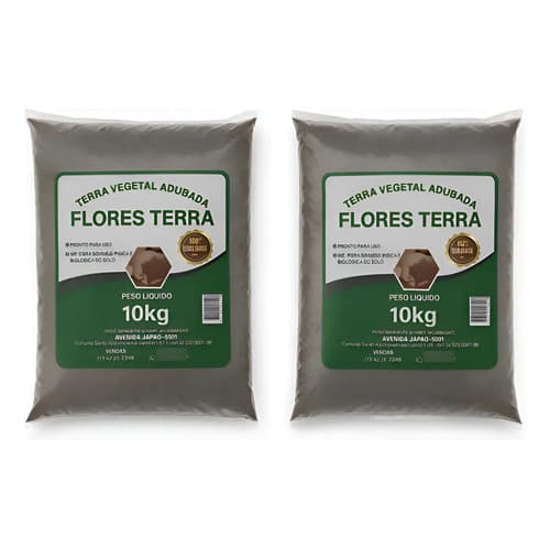 Terra Vegetal Adubada Flores Terra 10kg Jardim Horta Kit 2