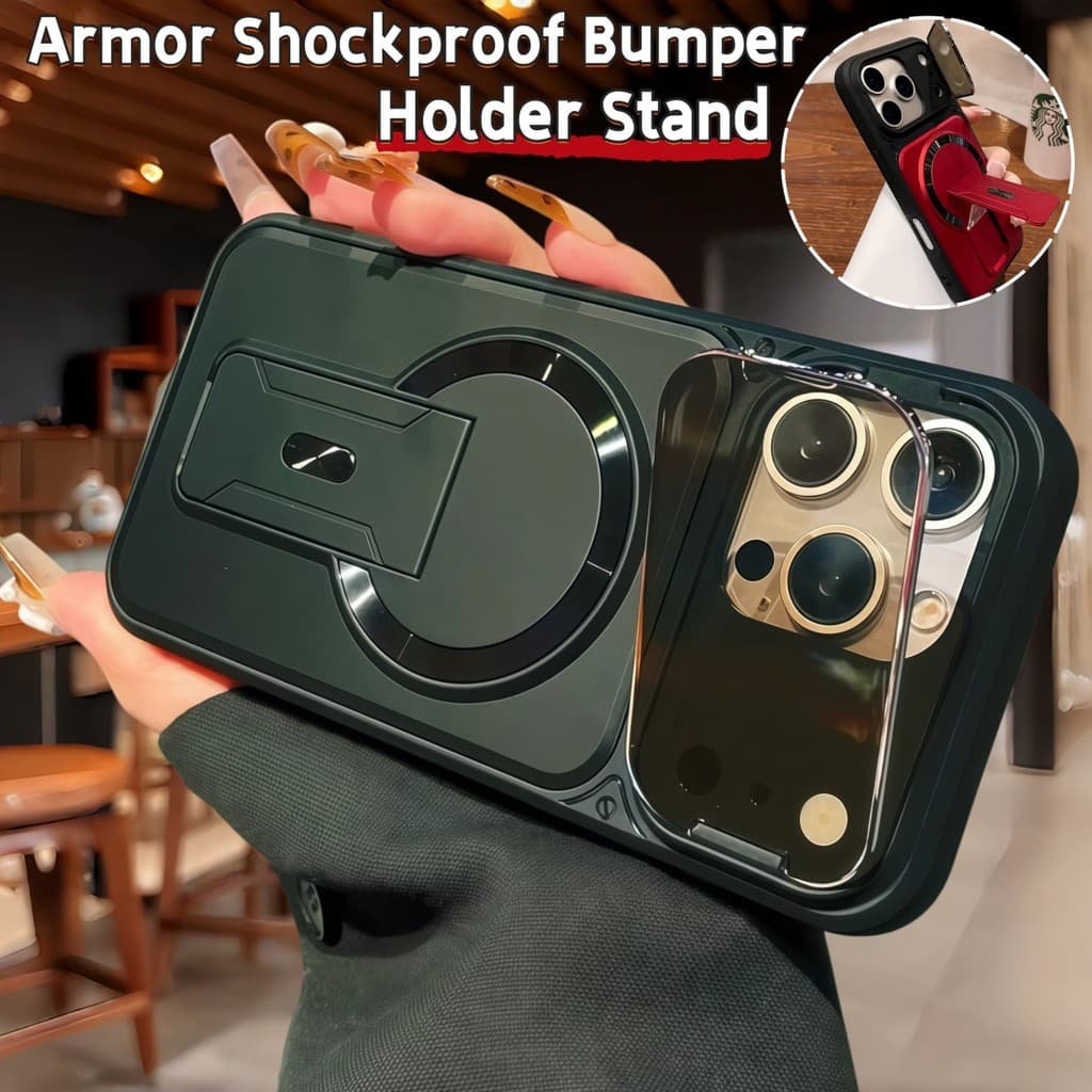 Luxo Armadura Flip Lente Titular Suporte Magnético Para iPhone 17 Pro Max Ar 16 15 14 Plus 13 12 Proteção Da Câmera 3 Em