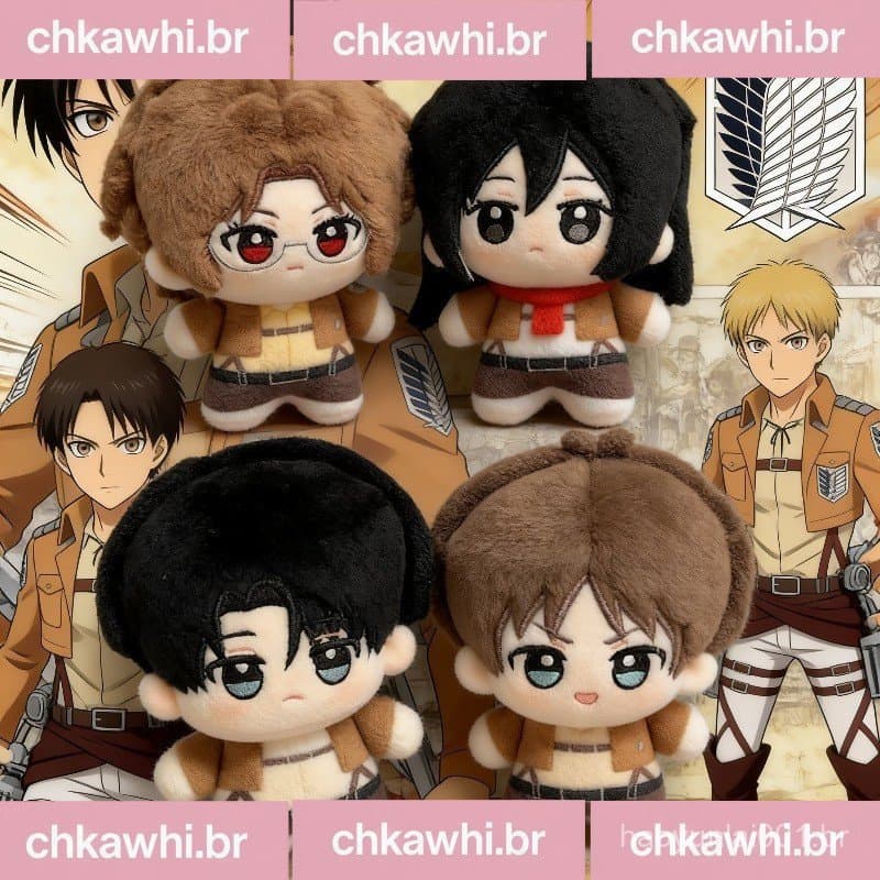 10cm Recheado Anime Ataque Em Titã Levi Mikasa Ackerman Eren Jaeger Hange Zoe Figura Pingente De Pelúcia Chaveiro Presen