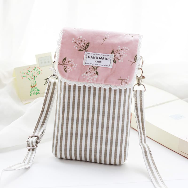 Bolsa para celular feminina 2025 verão novo estilo tecido cruzado pequeno fresco All-match Mini Halter pescoço pacote 20