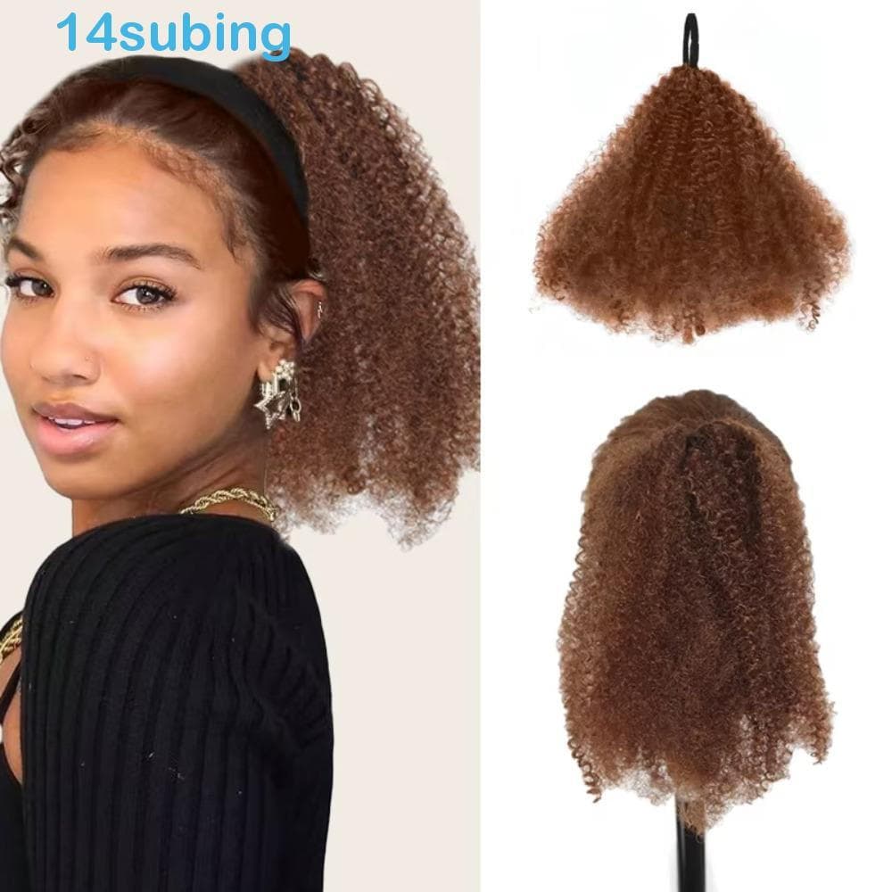SUBING Penteado Bolha De Cachos Pequenos Africanos , Clipe Em Coque De Cabelo Enrolado Sintético , Rabo De Cavalo