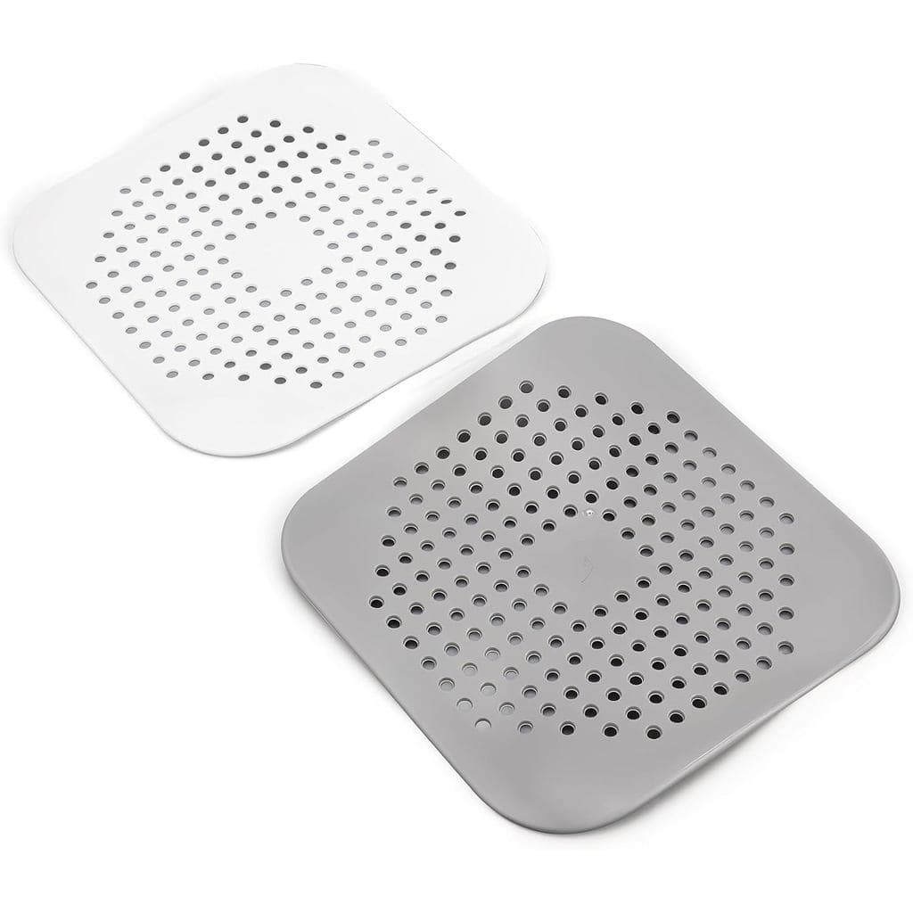 Coletor de Cabelos para Ralo Quadrado, Pacote com 2 Peças, Tampa de Ralo de Chuveiro em Silicone com Ventosas, Plugue de