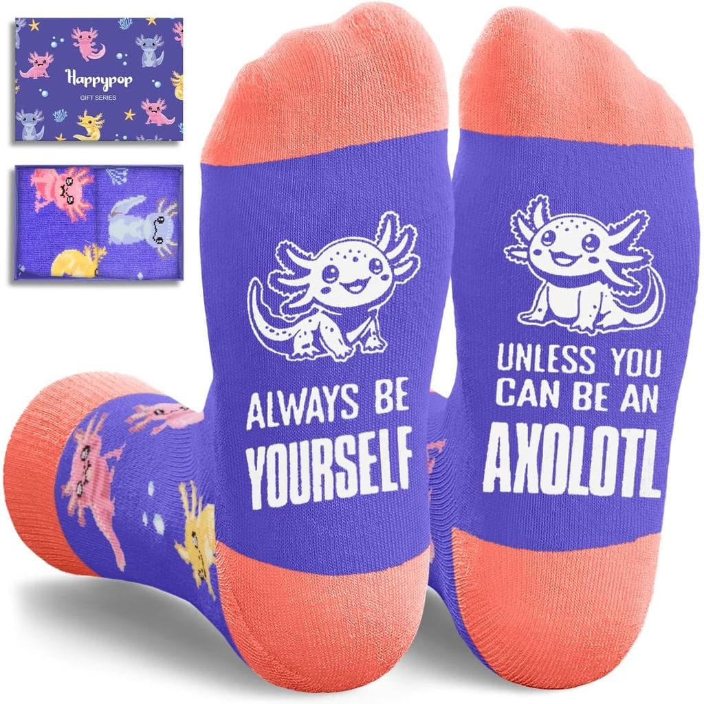 HAPPYPOP Presentes de Animais para Mulheres e Homens - Meias de Água-Viva, Tartaruga, Pinguim, Sapo, Axolote