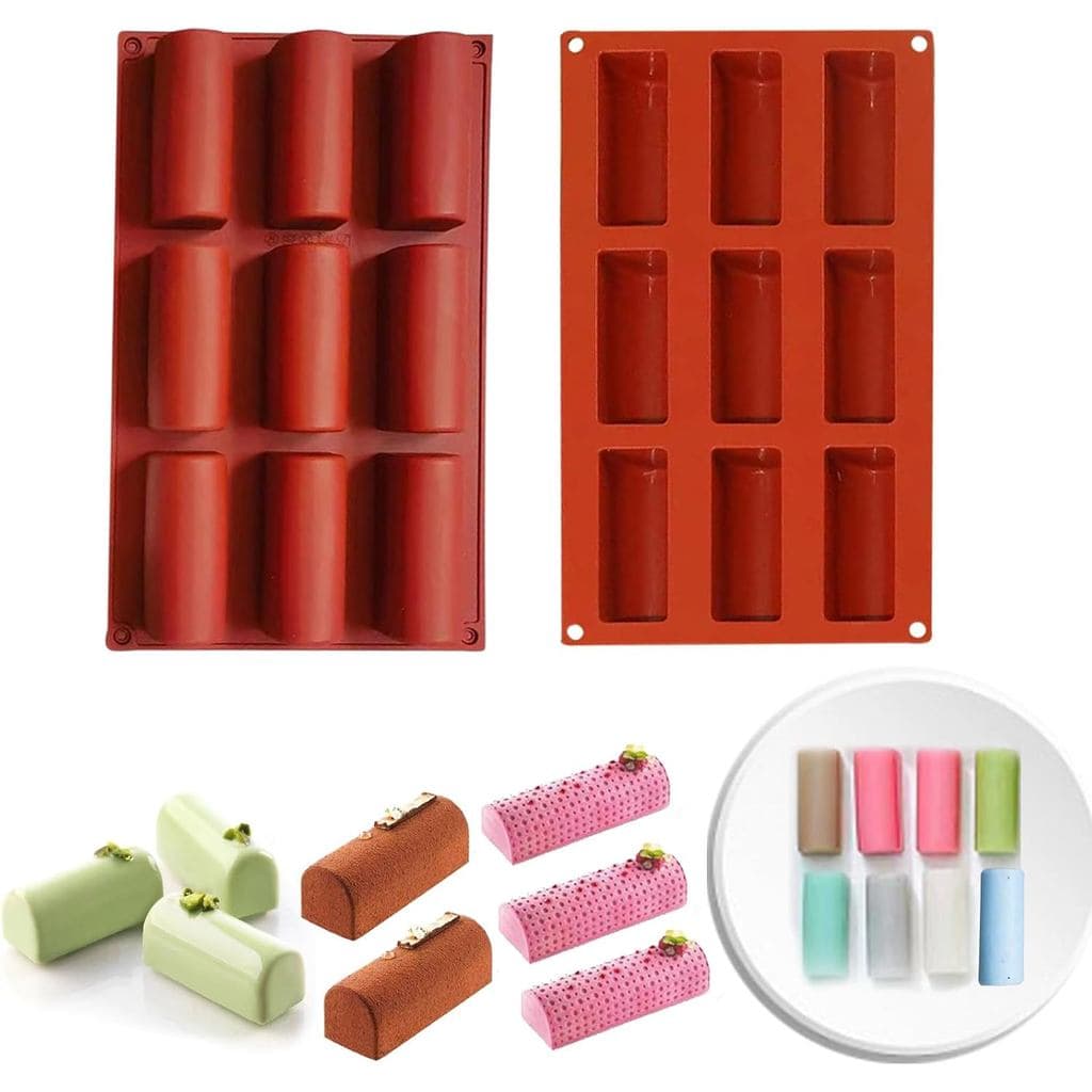 Formas de Silicone Cilíndricas - Forma para Bolo em Rolo com 9 Cavidades, para Chocolate, Formas de Silicone Antia