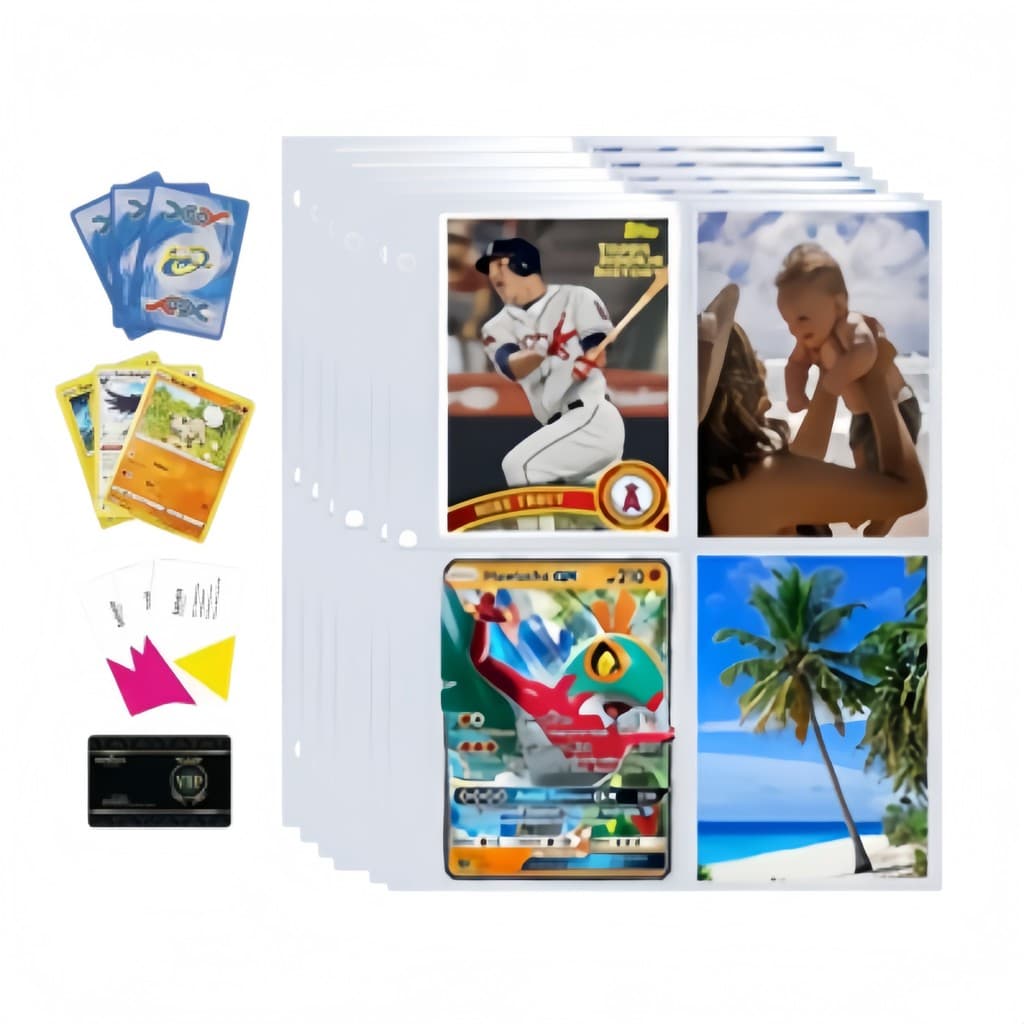 Kit com 10/20/50 Folhas para Cards e Cartas para fichário pasta Álbum Pokémon Magic Yugioh Kpop Photocards