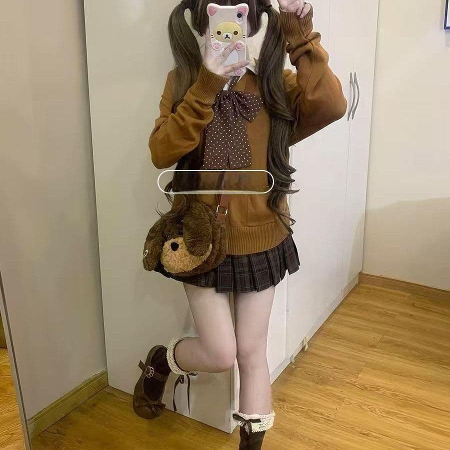 Fornecimento escolar japonês JK uniforme malhas Cardigan jaqueta forro em camadas antigo camisola de manga comprida topo