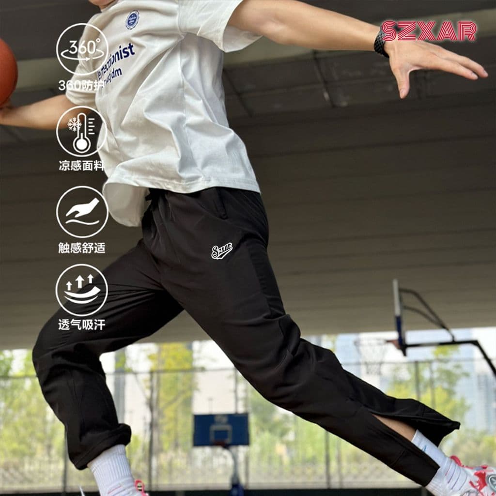 SZXAR Novo Estilo Calças Esportivas Zíper Tecido Tornozelo-Leggings Calças Até o Tornozelo Treinamento de Basquete Corre