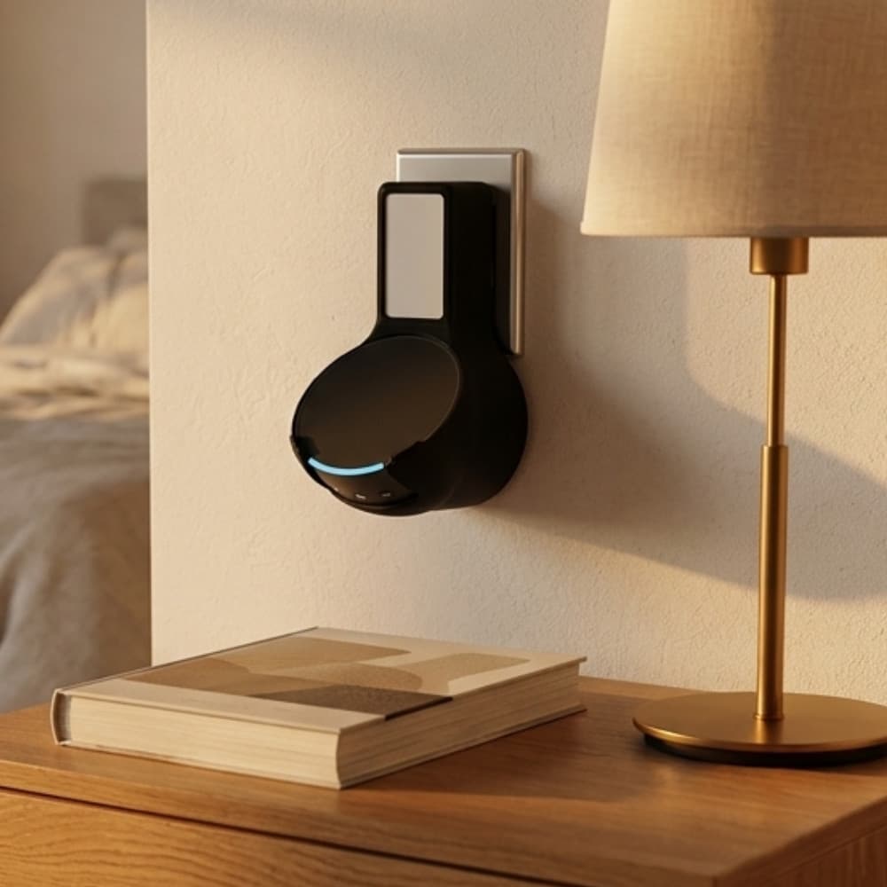 Suporte de Parede para Echo Pop Minimalista com Organizador de Fios Integrado para Tomada