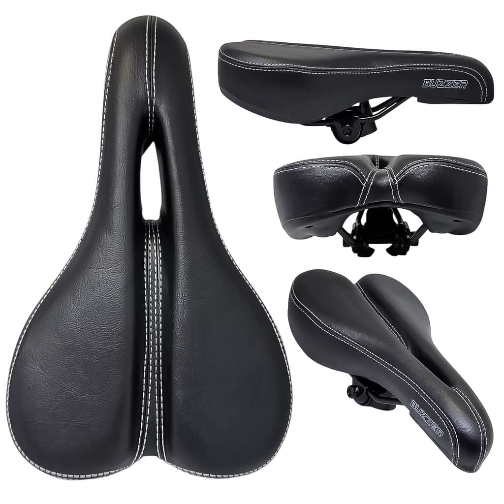 Selim Banco De Bicicleta Mtb Costurado Vazado Buzzer Preto