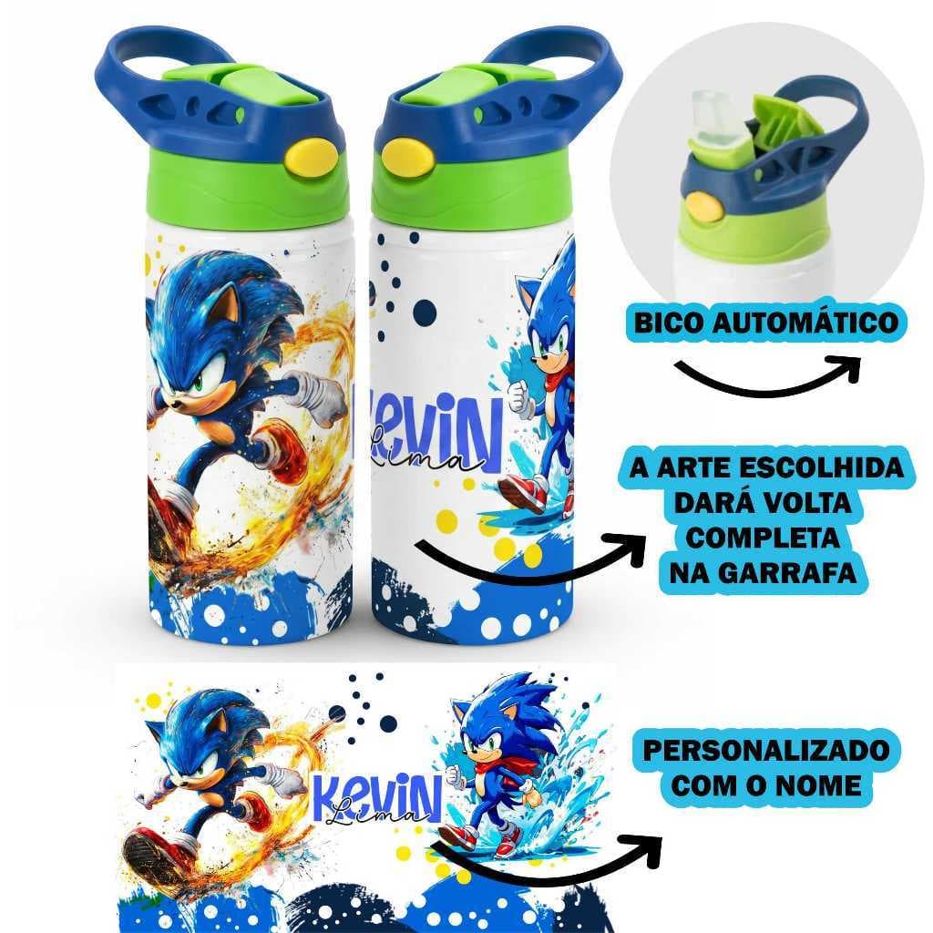 Garrafa Squeeze de alumínio 500ML Personalizado com o nome Volta as aulas Vários temas