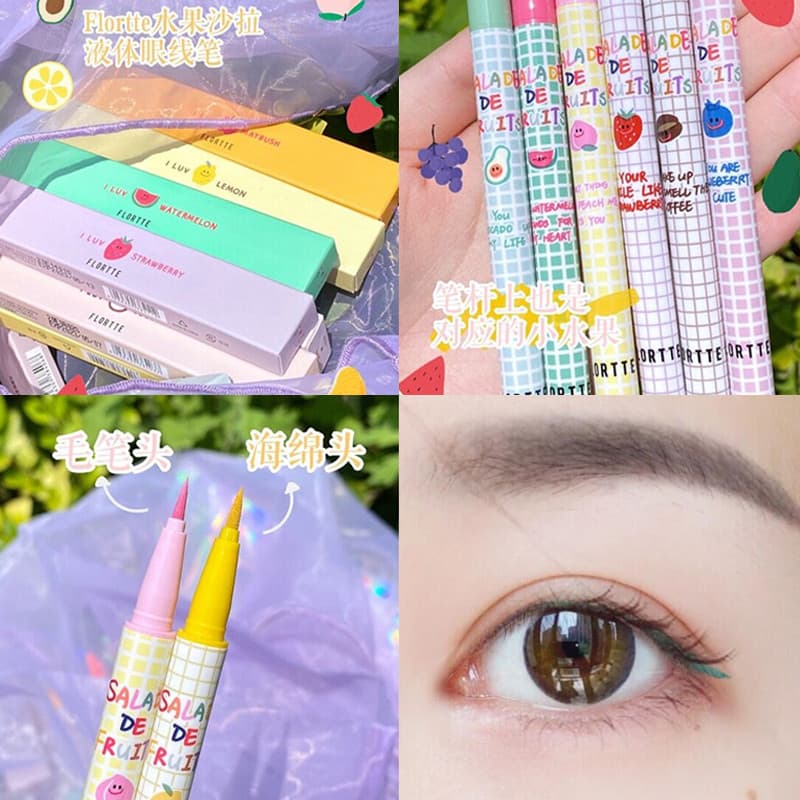 Flortte Flower Lolia Fruit Salad Color Eyeliner À Prova D 'Água de Longa Duração Não Mancha Iniciante Iniciante