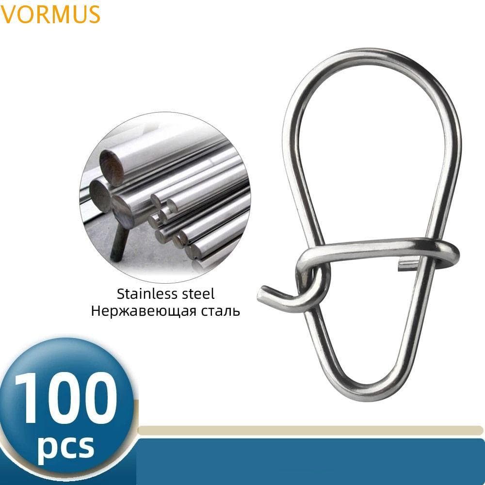 VORMUS Conector De Isca Giratória De Pesca 100Pcs Trava Snap De Aço Inoxidável 00 #-3 Clipes De Iscas De Anzóis