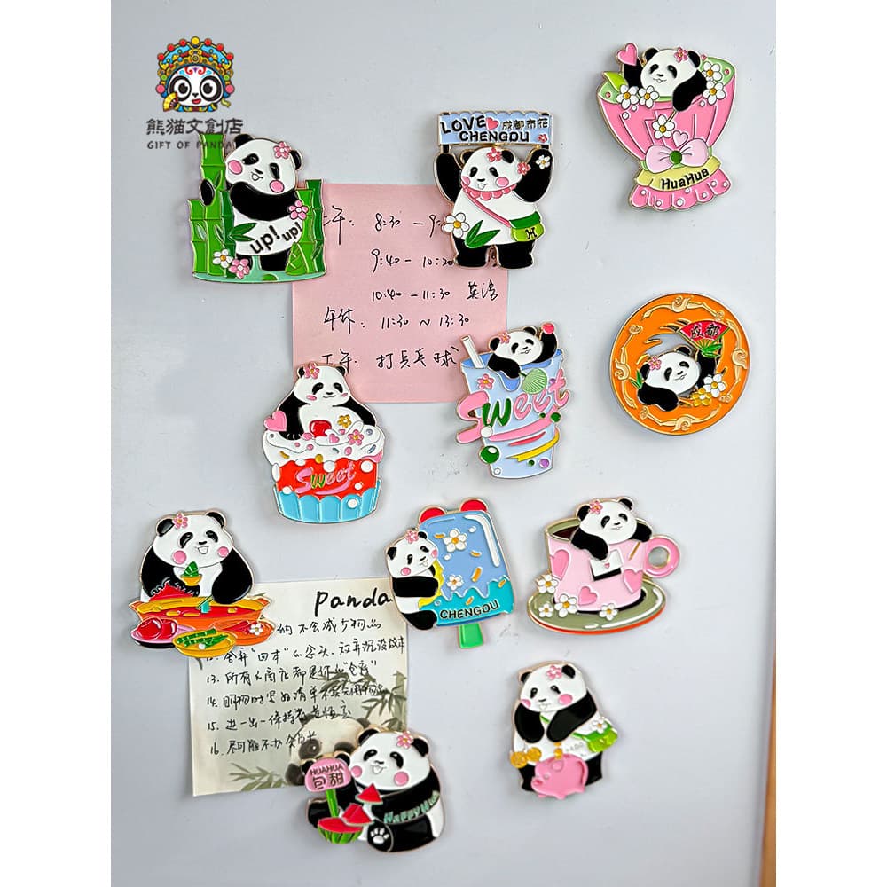 Desenhos animados grande Panda flor geladeira adesivos decoração criativa ímã de Metal Sichuan Chengdu Base lembranças l