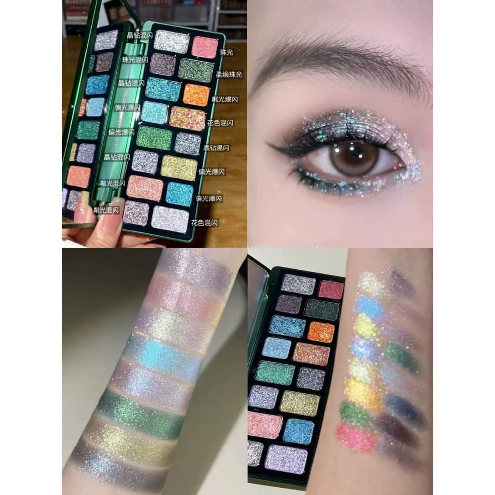 Paleta de sombras com 16 cores, diamante perolado, esmalte estroboscópico, polarizado, lantejoulas coloridas, palco, cos