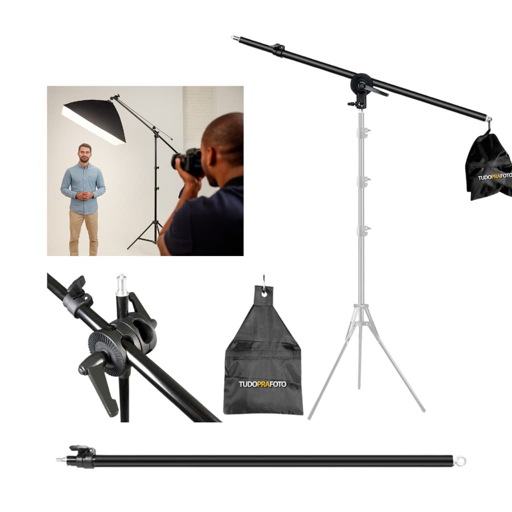Braço Girafa 140cm com Saco de Contrapeso e Articulador Duplo Tpfoto PK-BA1