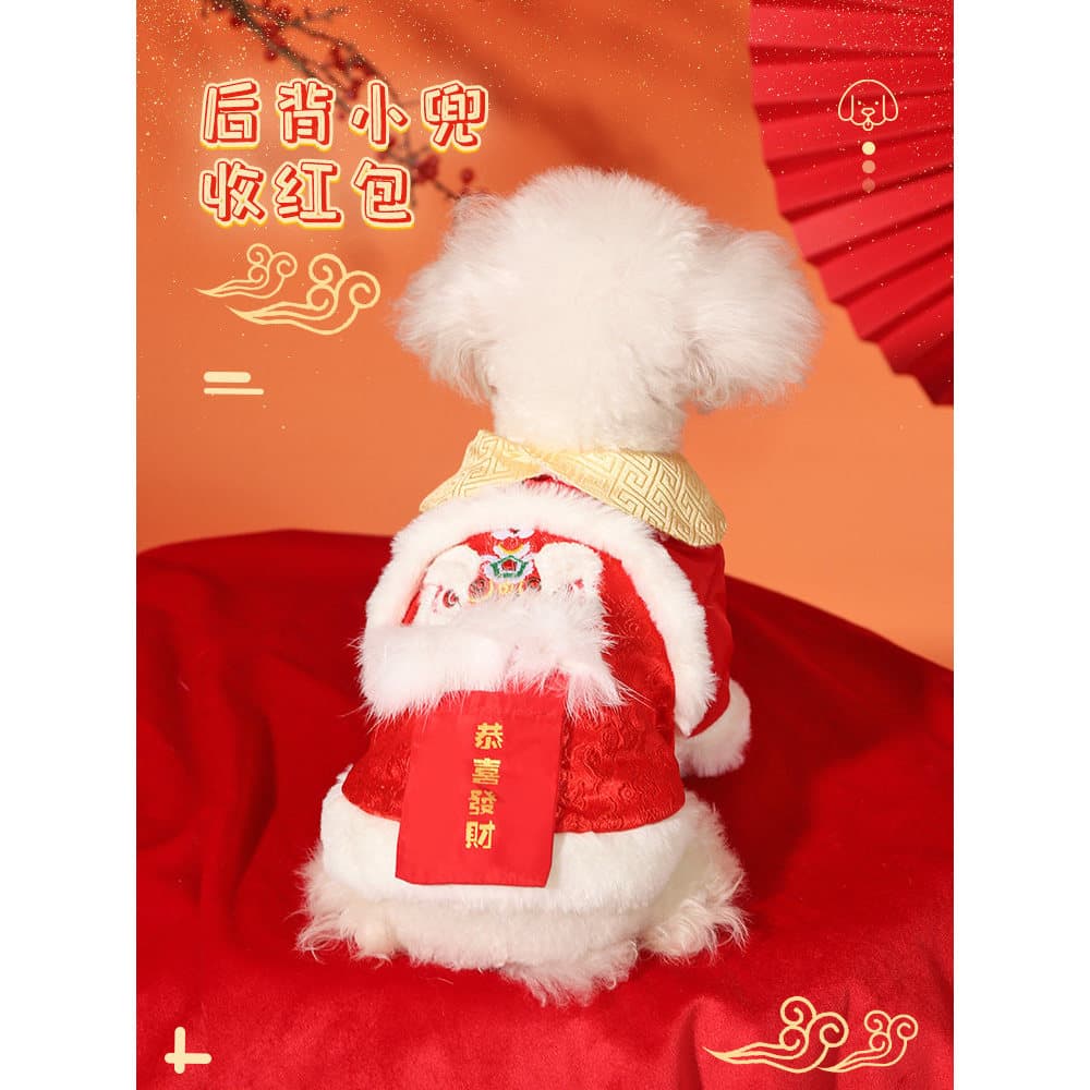 Roupas para cães inverno filhote de cachorro ano novo roupas de inverno Teddy Bichon Pet leão dança roupas de algodão Po