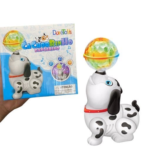 Brinquedo Cachorrinho Interativo Luz Som Movimento Giratorio 360 Graus Infantil