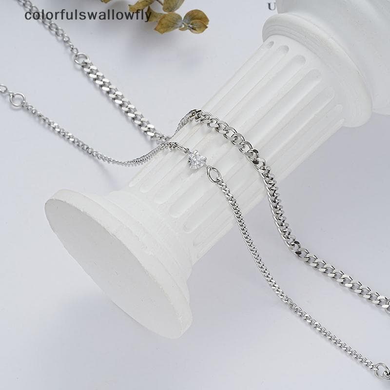 Conjunto De Pulseira De Aço Inoxidável CSF Para Casal Pulseiras De Corrente De Prata Com Coração De Cristal-2 Pa