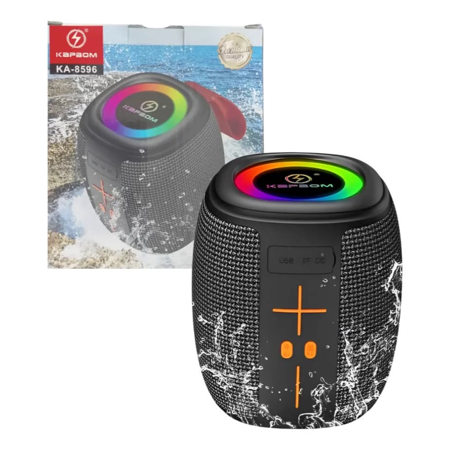 Caixa de som portátil Bluetooth Kapbom KA-8596 50W TWS LED/USB/SD/FM com graves potentes