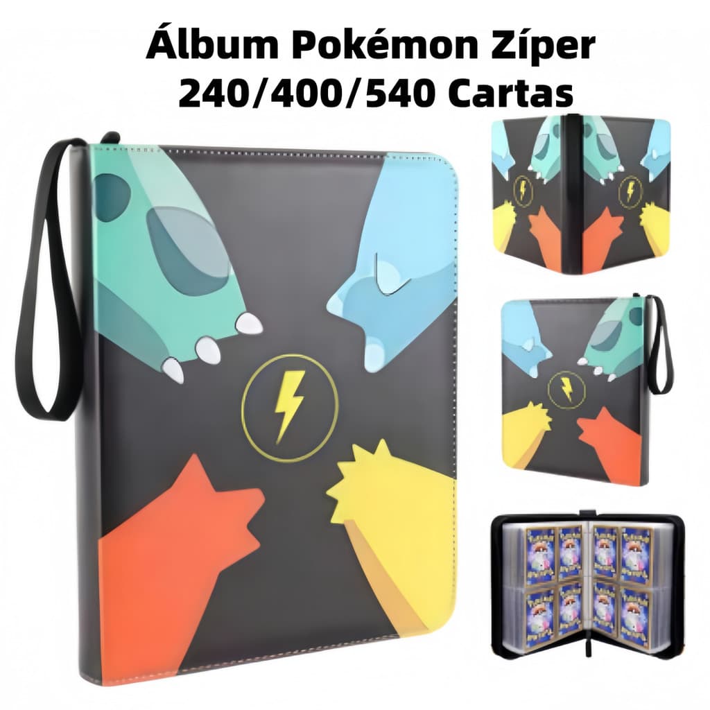 Fichário Pokémon Pikachu, Álbum de Cartões Colecionáveis, 400 Cartas, Brinquedo Infantil