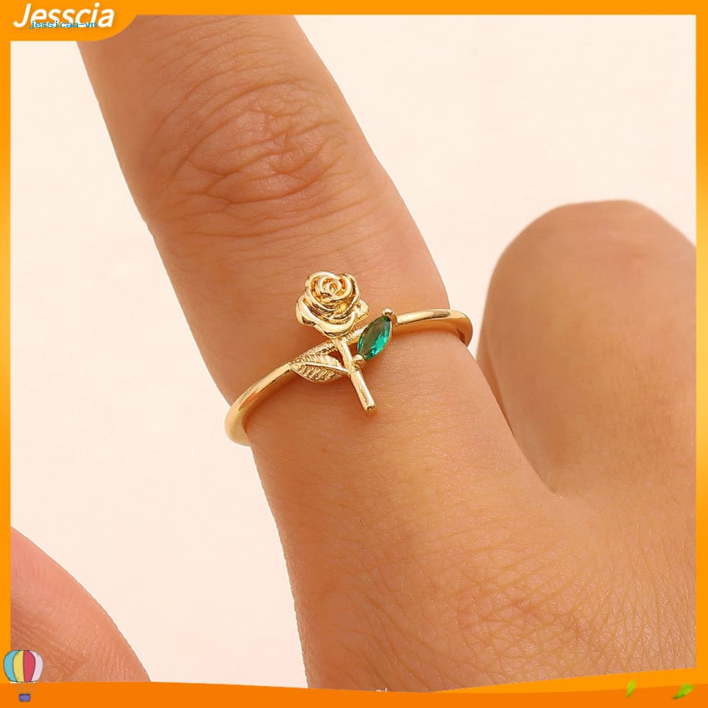 Rose Design Ring Three-dimensional Flower Stackable Adjustable Band for Women and Girls – Elegant Open Wrap Jewelry Gi