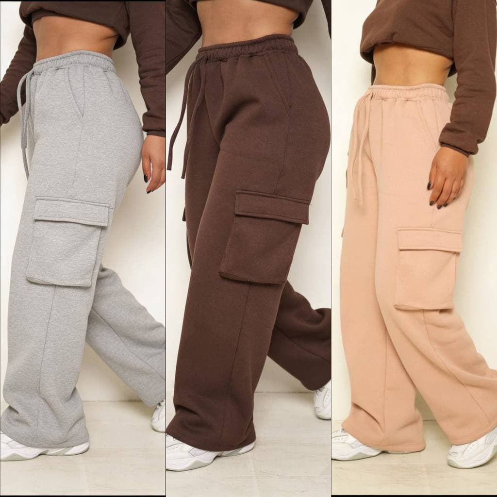 calça cargo moletom femenina com 4 bolsos moda top